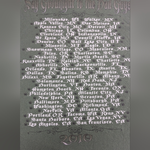 Black Crows 2010 Say Goodnight To The Bad Guys Tour Concert Cities on Back 2X - Picture 7 of 9